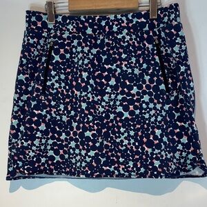 Talbots everyday yoga skort navy blue bubble dots size large